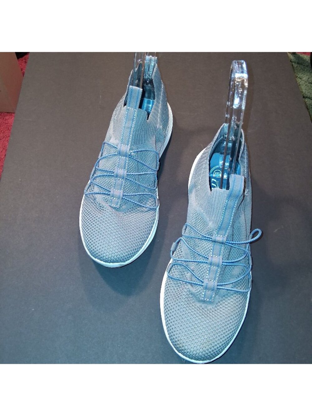 CRANE Breathable Gray Knit Sneakers W/White Soles /Blue Laces -For Men Size-11-M